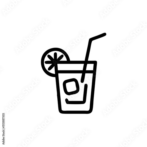 Lemonade glass with no sugar label containing ice and lemon slice  