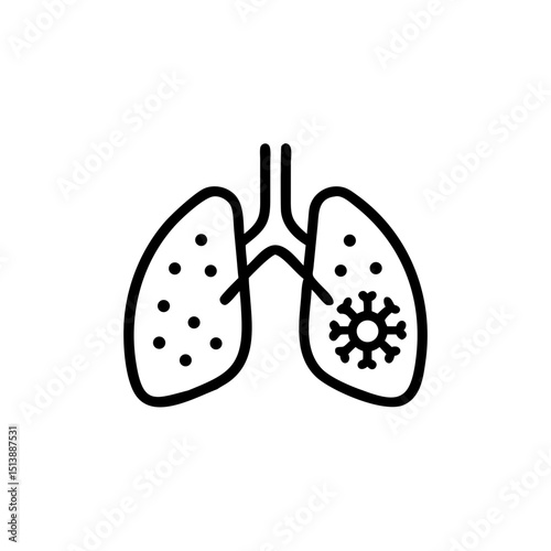 Lungs with pollen particles and virus illustration in flat design  