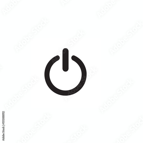 Power On Symbol – Sharp Black Power Symbol on White Background Vector