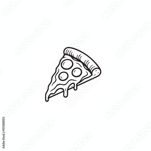 Pizza Slice Silhouette – Line Art Style Vector Illustration