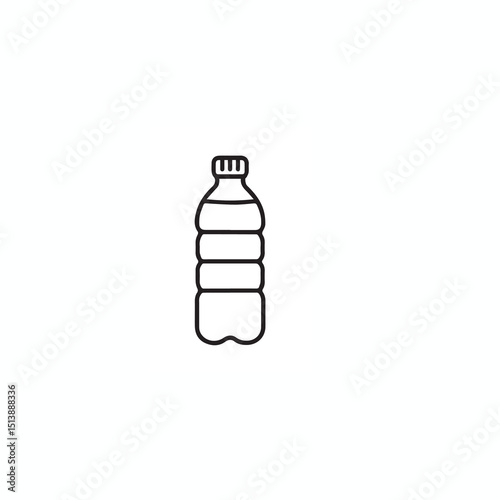 Minimalist Plastic Bottle Icon – Line Art Flat Design Vector Illustration