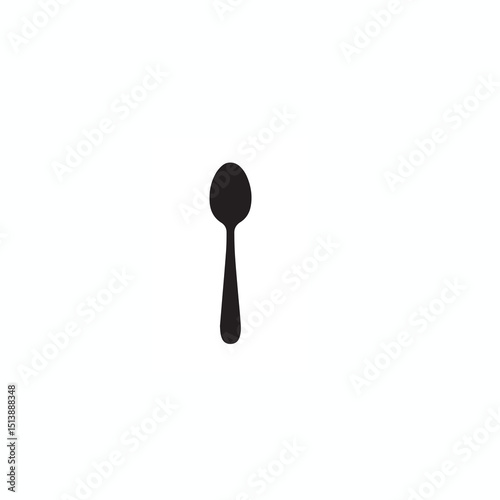 Top View Metal Spoon Silhouette – Isolated Spoon Icon Vector Illustration