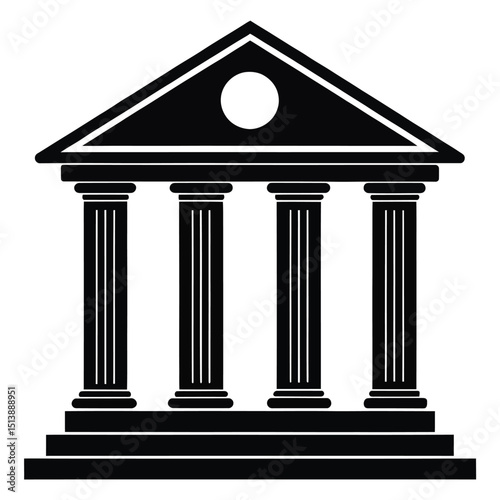 Library museum column icon vector stroke, line bank building sign simple minimal, solid university institute symbol linear outline logo pictogram, law court government house office image clip art