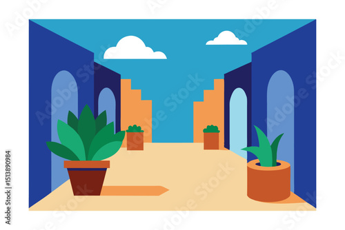 vector illustration of a house with flowers