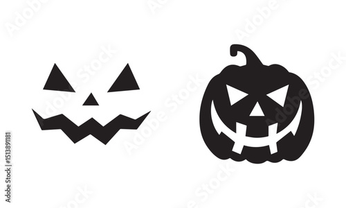 Halloween scary pumpkins cut. Spooky creepy pumpkins cut isolated on transparent background. vector illustration eps file.