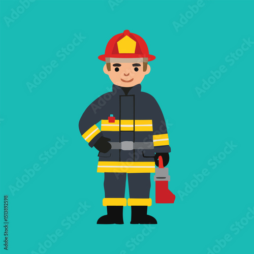 Cartoon Firefighter Character Vector