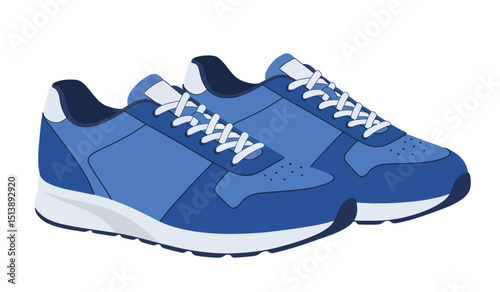 Modern fashion sneakers shoes. Sports shoes. Flat Vector isolated on white background. Running shoes. Men's or women's footwear.