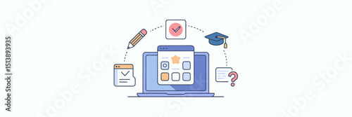 Online course UI icon sheet – Great for e-learning platforms, virtual classroom branding, or academic dashboards.