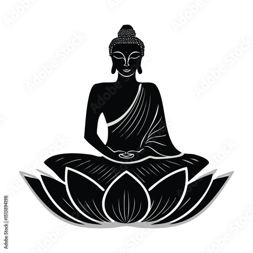 buddha in lotus position vector silhouette of buddha