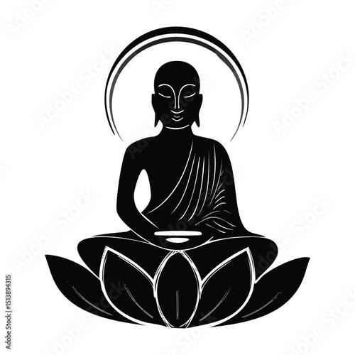 buddha in lotus position vector silhouette of buddha
