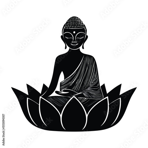 buddha in lotus position vector silhouette of buddha
