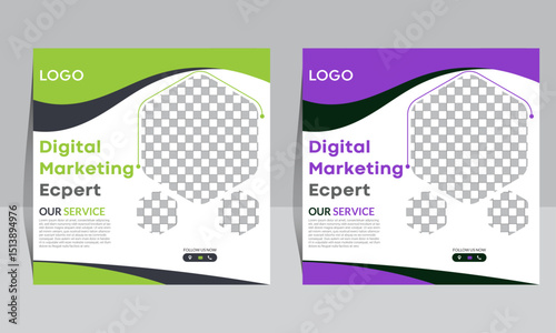 Creative Digital Marketing Expert Social Media Post Template – Dual Color Variants for Business Promotion and Online Advertising
