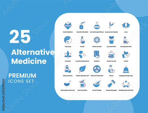 Alternative Medicine Vector Icon Set for Holistic Healing, Wellness, and Natural Therapies