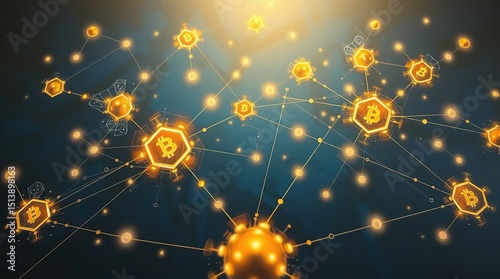 Futuristic Blockchain Network A Classic Oil Painting of 3D Abstract Nodes