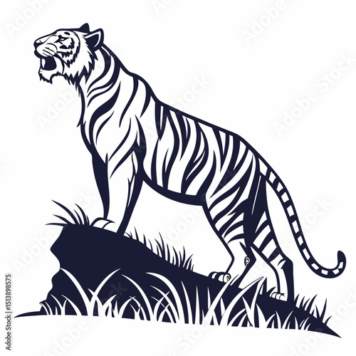 tiger Silhouette with white background 