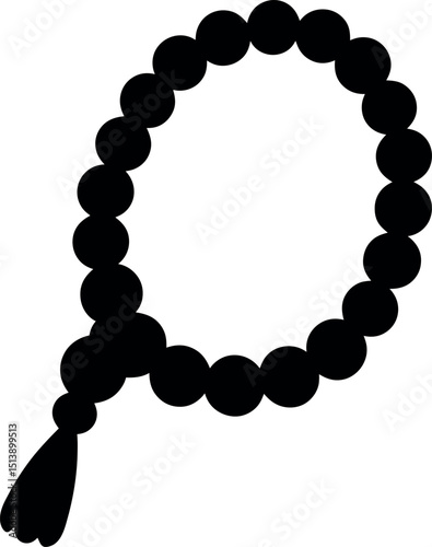 A black silhouette beads counting with a tassel is displayed on white backdrop