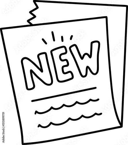 Hand drawn paper sheet with bold new headline announcement, notice, update, information concept illustration