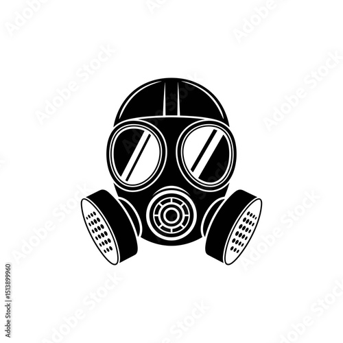 Gas Mask Silhouette: A stark, monochrome representation of a gas mask, its protective essence communicated with a clean, graphic design, ready for diverse applications.