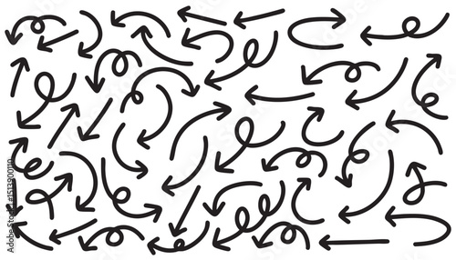 pen arrow, charcoal and arrow sketches in dynamic styles. hand drawn directional grunge arrow designs elements add artistic flair to infographics, presentations, and designs