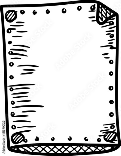 Old parchment scroll illustration blank vintage paper sheet with decorative borders for messages and notes