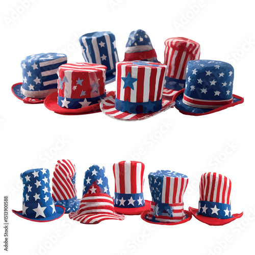 Collection of patriotic American flag hats