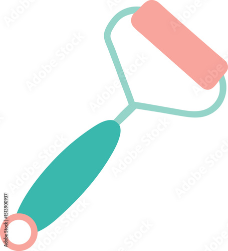 Jade Roller On Cheek Vector Illustration