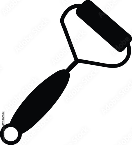 Jade Roller On Cheek Vector Illustration
