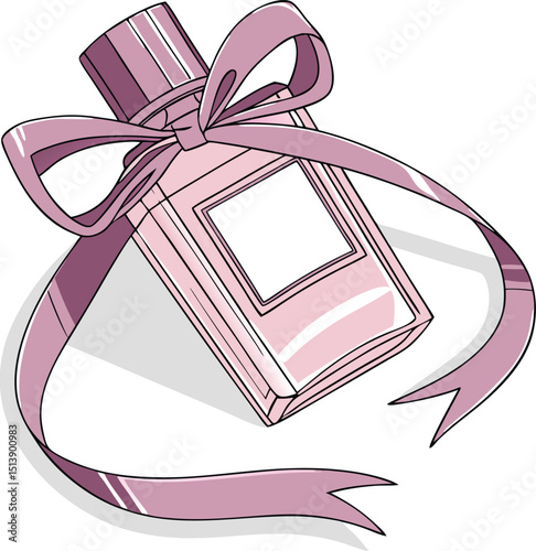3D icon of luxury ribbon-wrapped cosmetic product. Product/Branding Icon concept