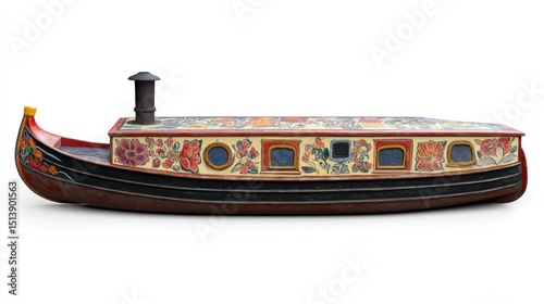 Ornate canal boat, side view