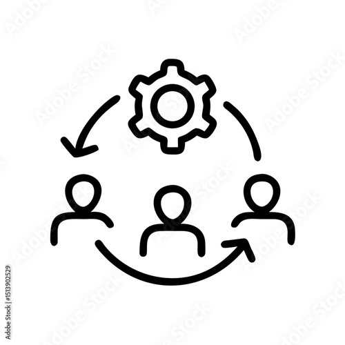Team collaboration concept with individuals and gear icon illustration  