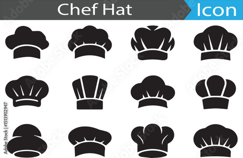 A set of Chef hat silhouette icon collection flat icon collection set vector illustration