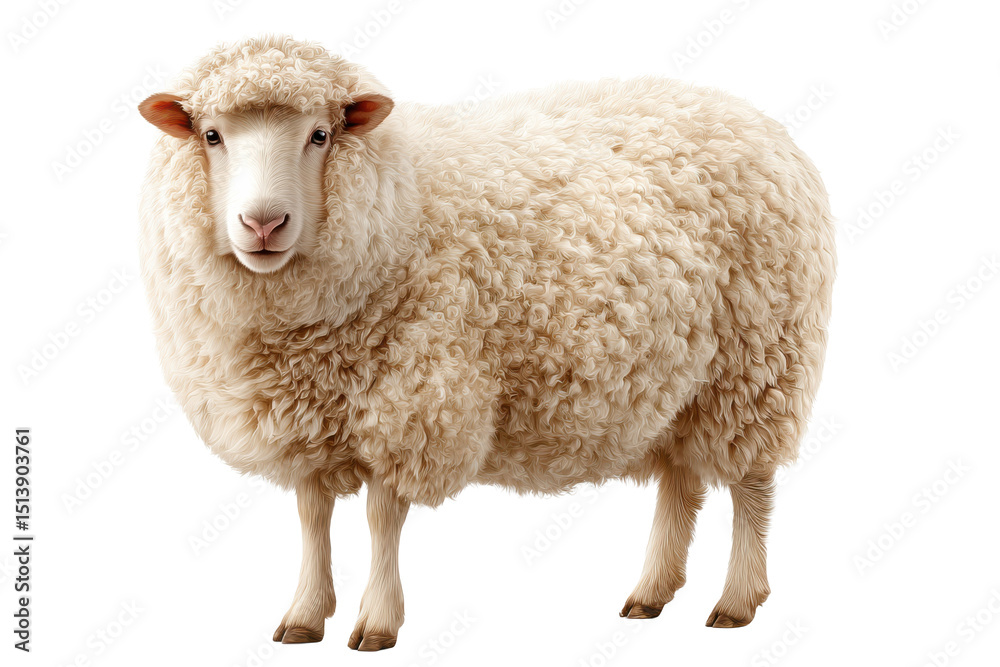 Fototapeta premium Standing Sheep Full Body on Transparent Background