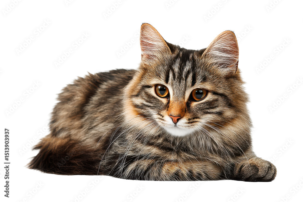 Fototapeta premium Curious Cat Sitting Cutout PNG