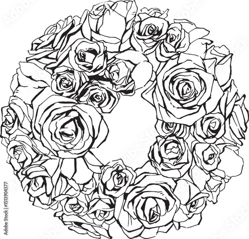 Black and white line vector illustrations, various hand-drawn plant materials