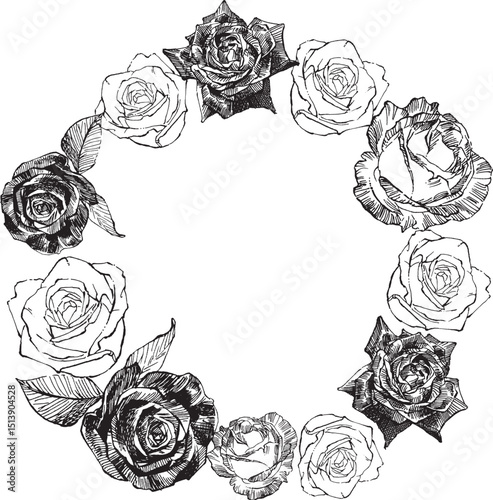 Black and white line vector illustrations, various hand-drawn plant materials
