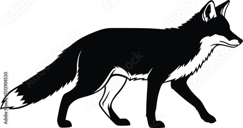 Smart fox silhouette perfect for forest, wildlife, folklore, or cunning animal-themed designs.

