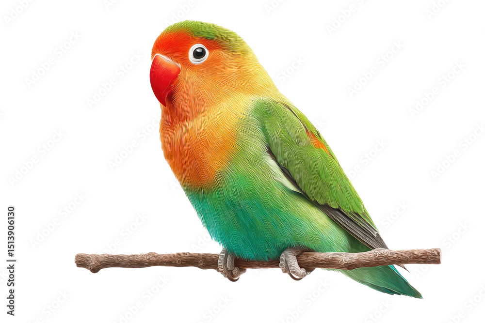 Naklejka premium Affectionate Pet Bird with No Background
