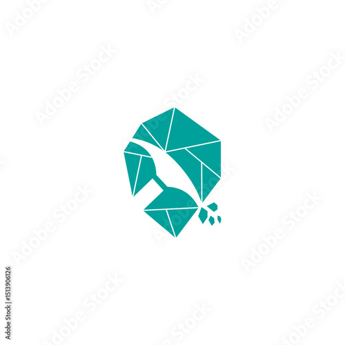 crystal mine logo in flat design style