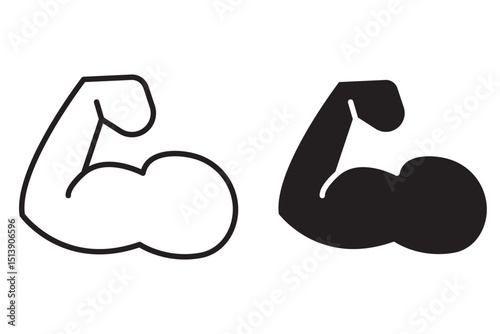 Muscle liner icon vector . arm flex icon Simple thin line logo  .  Bodybuilding and fitness concept, on a white background.  