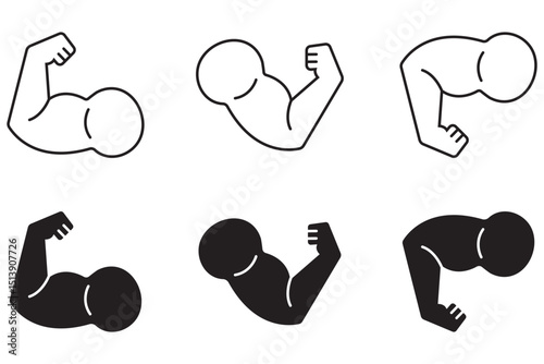 Muscle icon. Bicep symbol. Strong arm vector illustration. Gym logo. Bodybuilding fitness concept.
