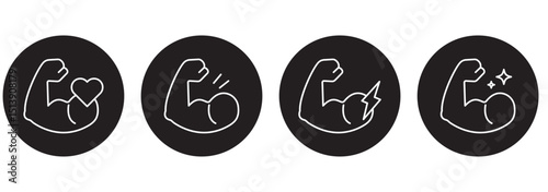 The Ultimate Icon Pack for Best  Muscular Bodies . Strong Muscles icon  . eps 10