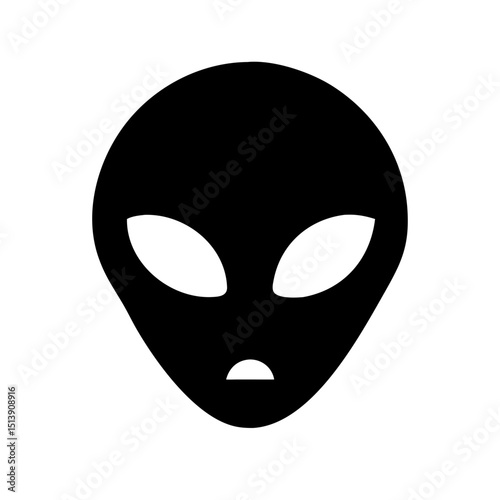 Alien head icon, in black, for websites and apps