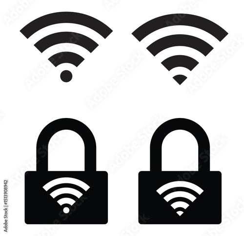 Wireless Connectivity Wi-Fi Signal Icons  . Digital Connection Wi-Fi Network Icons  . Wi-Fi icon minimalist signal strength symbol . 