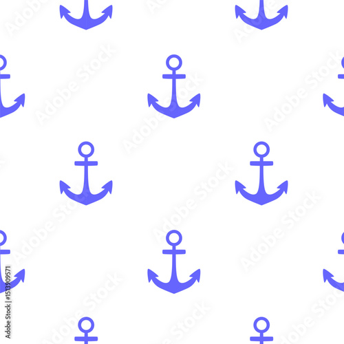Seamless blue anchor pattern – playful nautical vector background for summer, kids, and DIY crafts