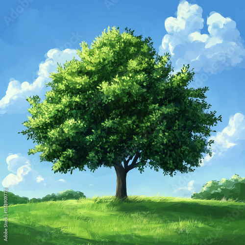 green tree on the hill