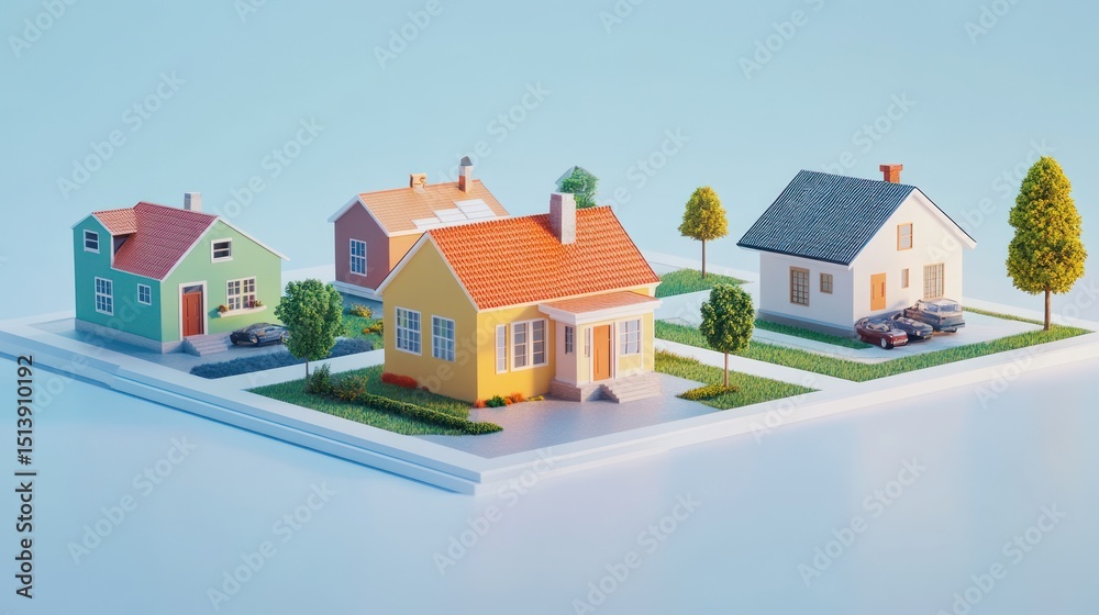 custom made wallpaper toronto digitalMiniature neighborhood, pastel houses