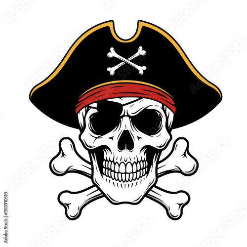 Wallpaper Mural Pirate skull with hat and crossbones illustration isolated on transparent background Torontodigital.ca