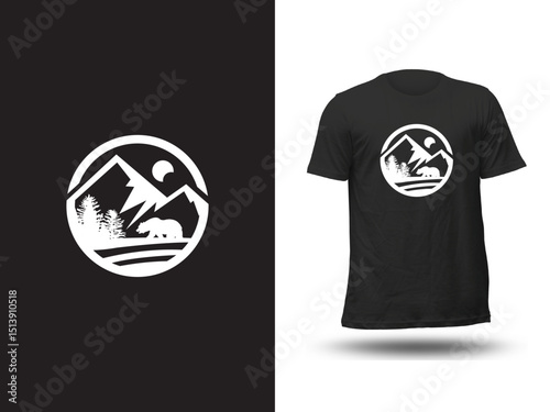 Free Download Bear Mountain Wilderness T-Shirt Design – Nature Scene Graphic for Outdoor Lovers - GFXLoad
