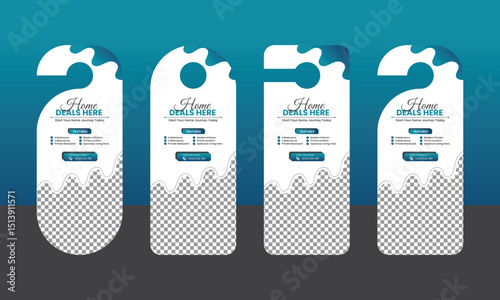 Real Estate Door Hanger Vector Template – AI & EPS Format – Fully Editable, Print-Ready Design for Realtors, Open House, Property Listings
