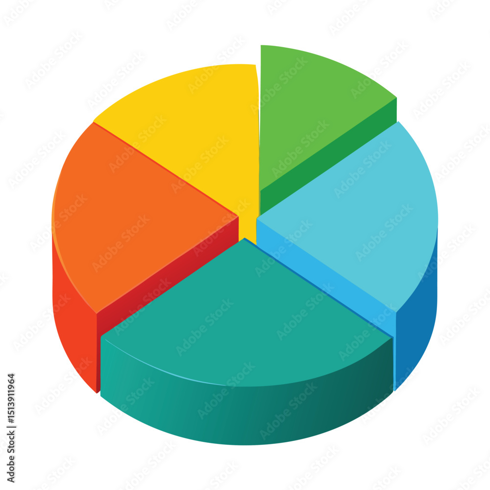 Obraz premium 3d pie chart icon isolated on white background, pie chart on white